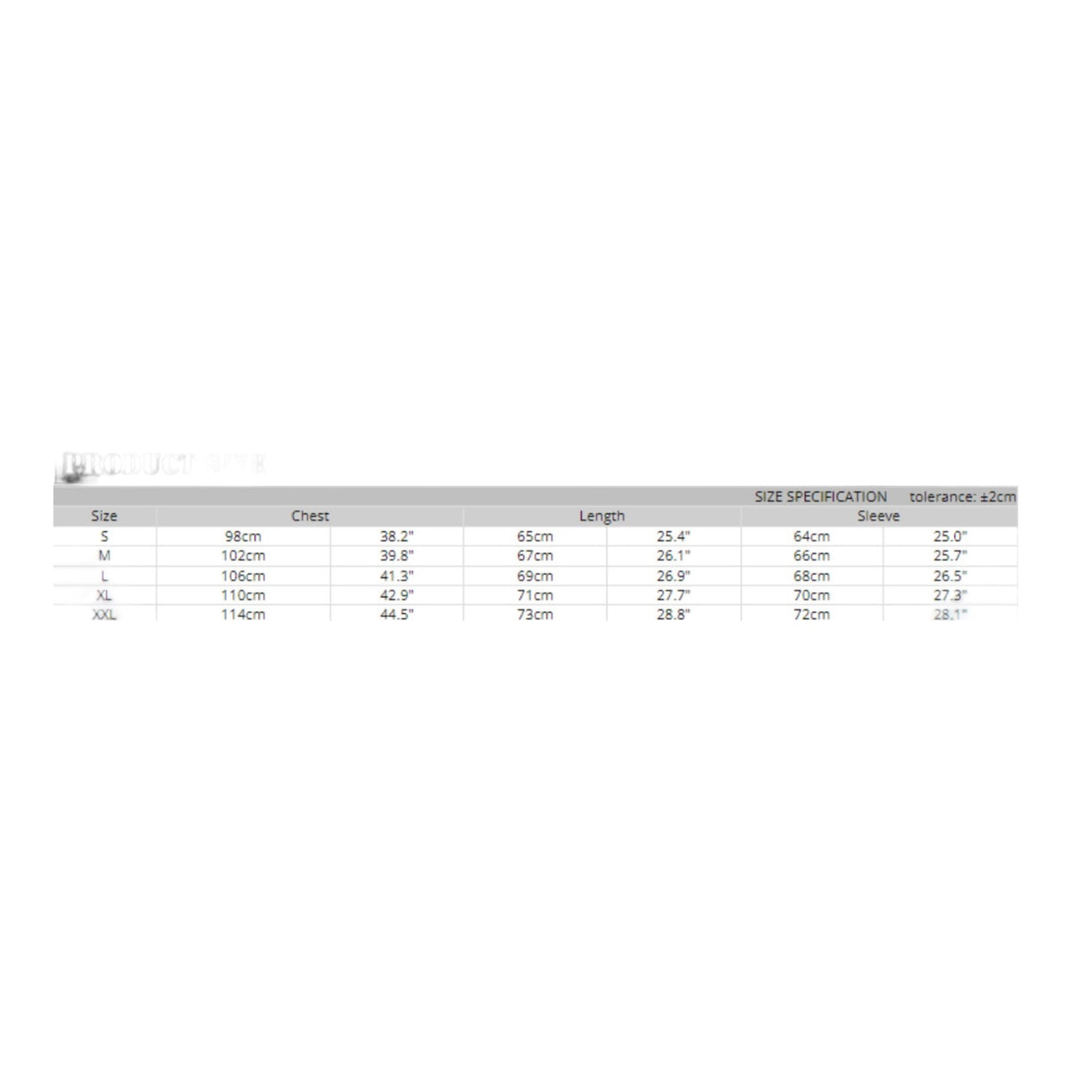 Sizing Chart