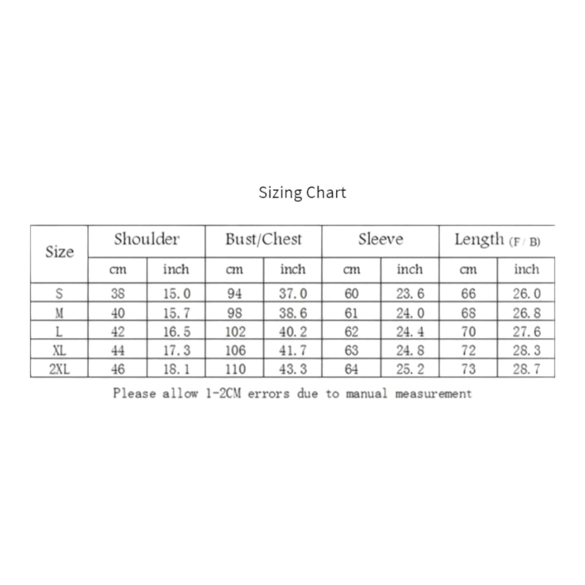 Tactical Shirt Sizing Chart