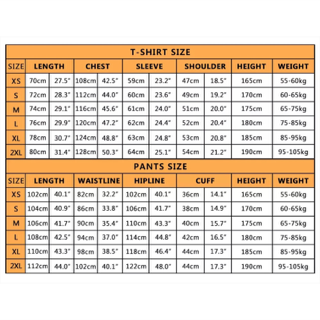 Uniform sizing chart