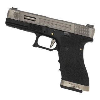 WE Tech Glock G17 WET GBB Pistol - T7 Silver/Silver & Black