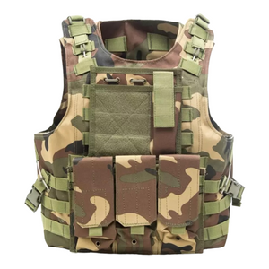 Combat Assault Tactical Plate Carrier Vest - Woodland Camouflage