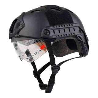 FAST Combat Helmet with Integrated Dropdown Visor - Black