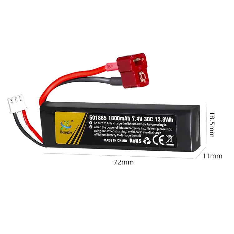 Hong Jie 7.4v 1800mAh LiPo Battery - Deans Plug