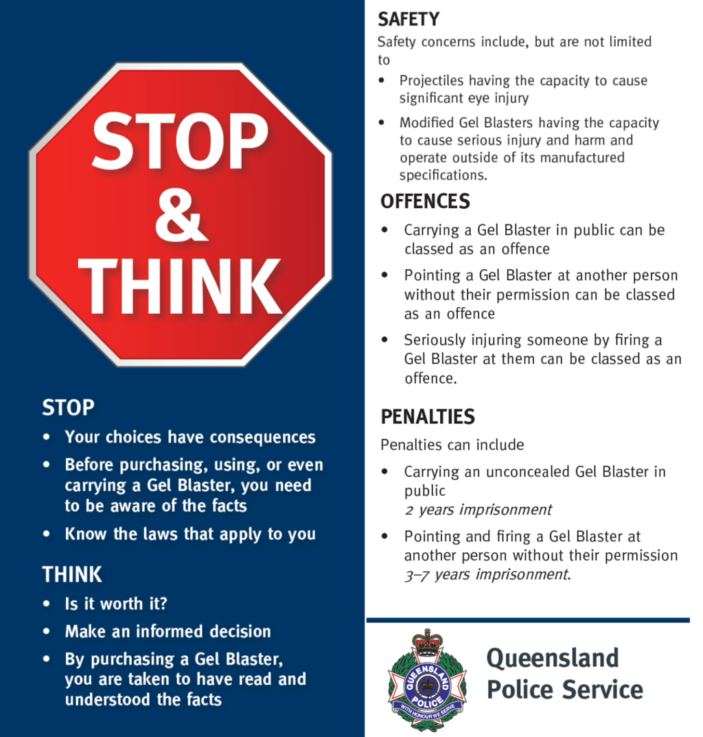 Stop & Think gel blaster safety campaign - Queensland 