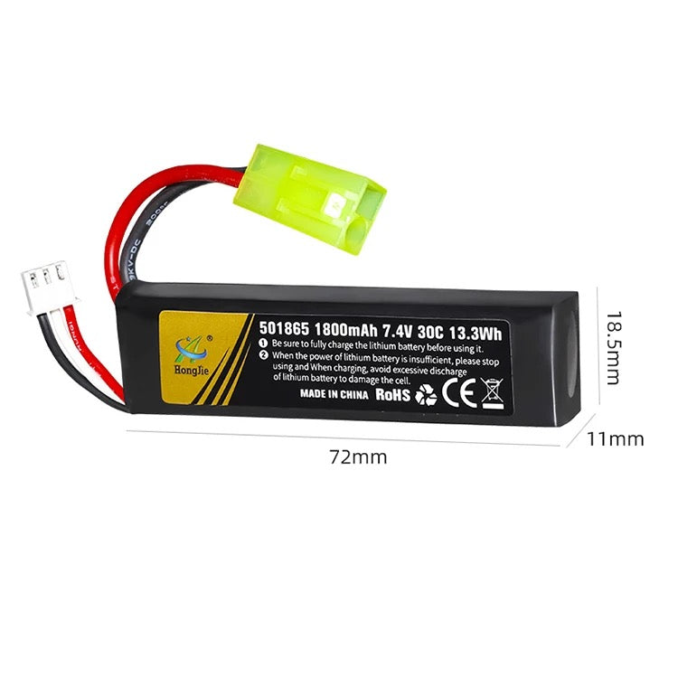 Hong Jie 7.4v 1800mAh LiPo Battery - Mini Tamiya Plug