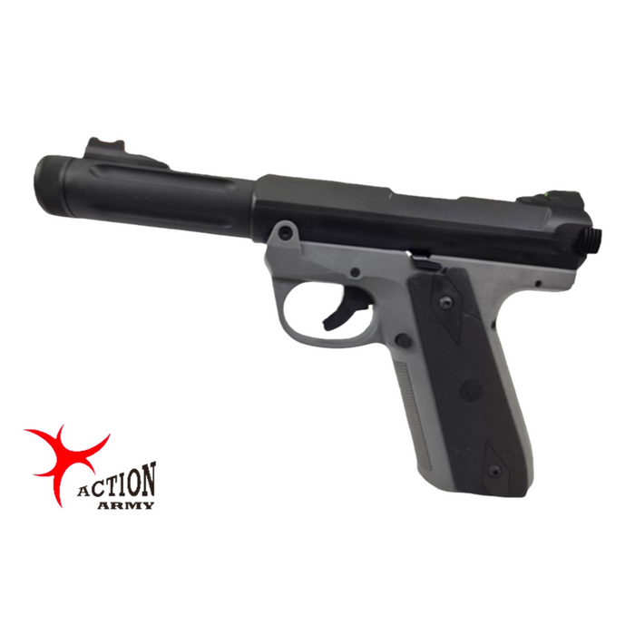 Action Army - AAP-01 - Ruger Style Frame - Fully Automatic GBB Gel Blaster Pistol - Black & Grey