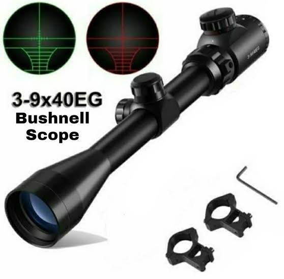 Bushnell 3-9x40 EG Rifle Scope with Red & Green Illumination & scope rings