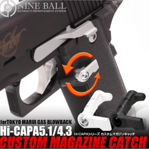 Laylax Nine Ball Custom Magazine Catch for Hi-Capa Series Pistols (Silver)